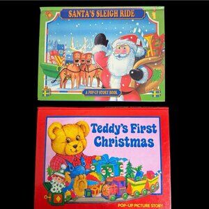 Lot of 2 Children's Christmas pot-up Books Teddy's First Christmas